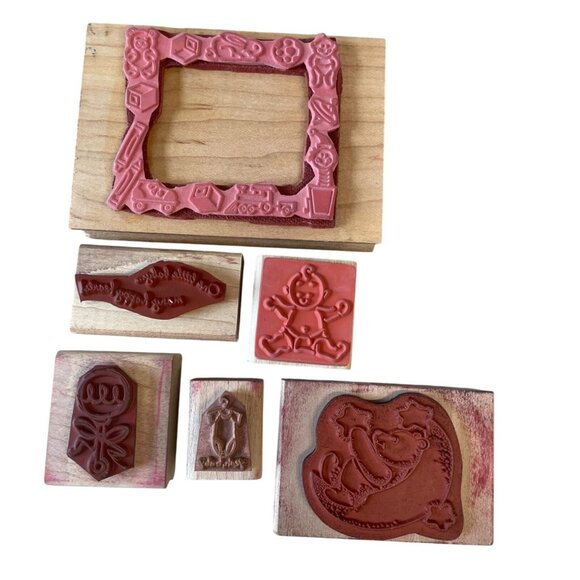 Assorted Stampin Up! Wood-Mounted Rubber Stamps Baby Themed Set - Picture 2 of 2
